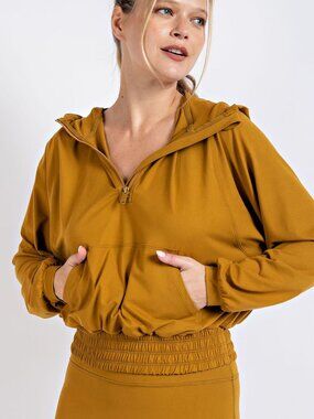 Butter Quarter Zip Hoodie With Kangaroo Pocket